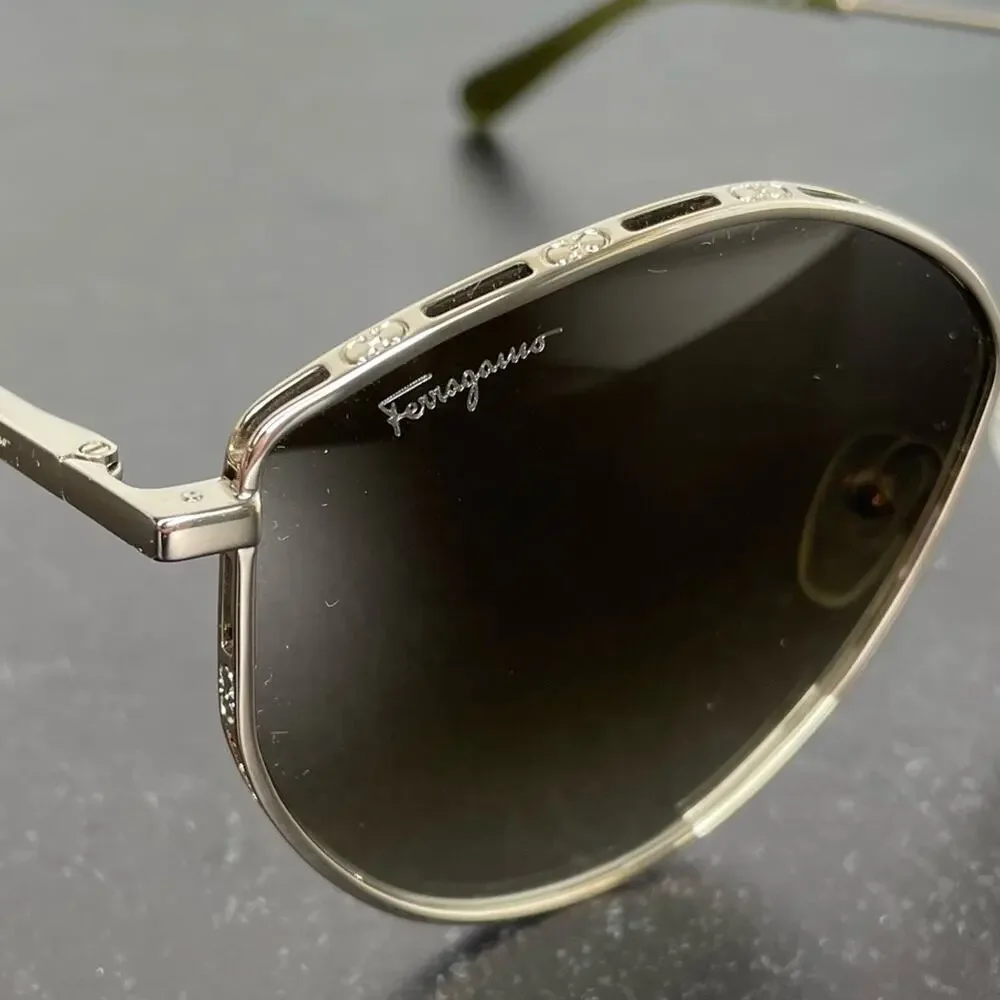 Salvatore Ferragamo SF264S 709 Gold Oval Sunglasses Women’s Sz 60-15-140